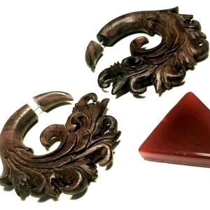 Sultry Ornate Wooden Boho Burner Earrings